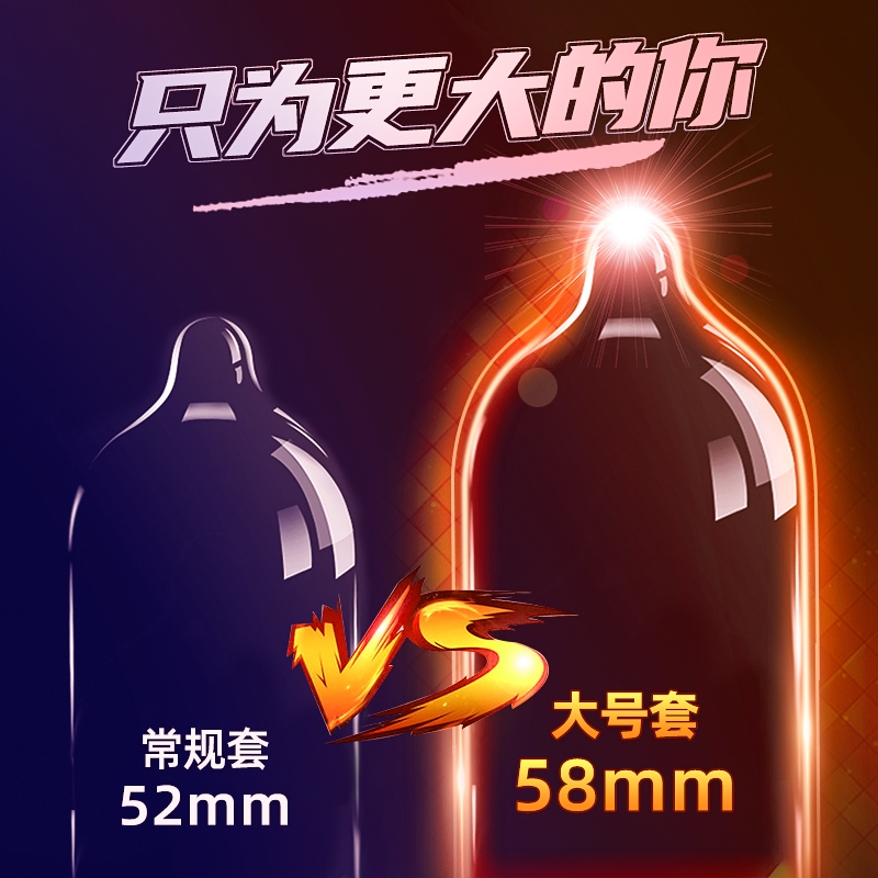 倍力乐XXL特大号安全套10只装避孕套润滑超薄款58mm男用超大尺寸乳胶保险套夫妻性生活房事计生成人情趣性用品高清大图
