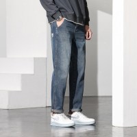 [1.5折价59元]唐狮春装新款牛仔裤男复古蓝色宽松休闲裤韩版潮流长裤子W