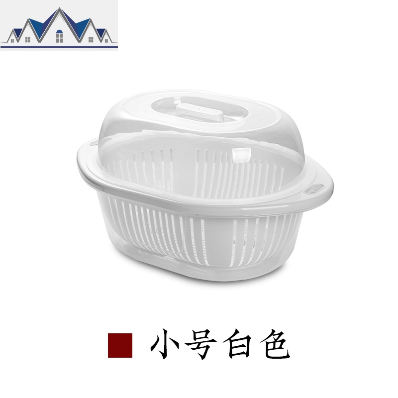 碗柜塑料厨房沥水碗架带盖碗筷餐具收纳盒放碗碟架滴水碗盘置物架_84_538 小号白色