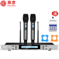 惠度（HuiDu）U-8801专业真U段可调频一拖二无线话筒会议主持演出KTV麦克风银色