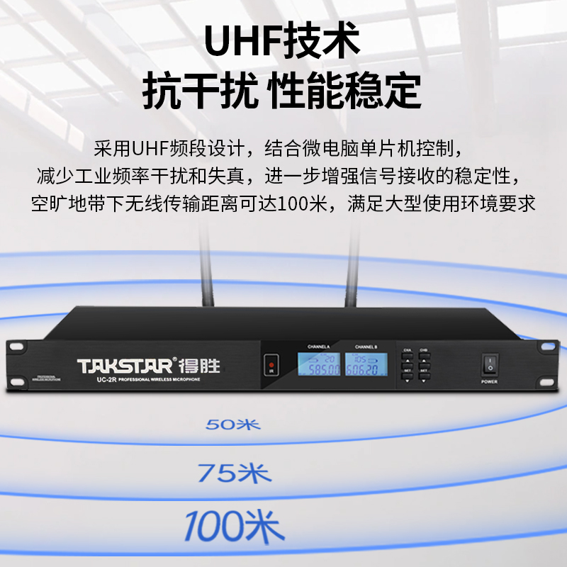 得胜UC-2R无线套装 一拖二麦克风主持家庭ktv话筒会议手持麦克风 UC-2R*1+UC-TD*2高清大图