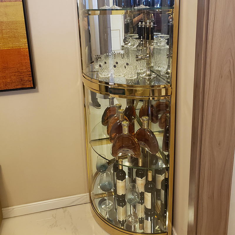 汐岩轻奢新款墙角柜三角形客厅弧形靠墙餐厅现代简约转角酒柜高端定制