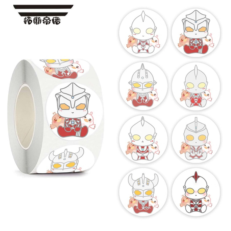 拓斯帝诺500贴q版公仔奥特曼贴纸男孩玩具装饰卡通贴画不干胶圆形标签