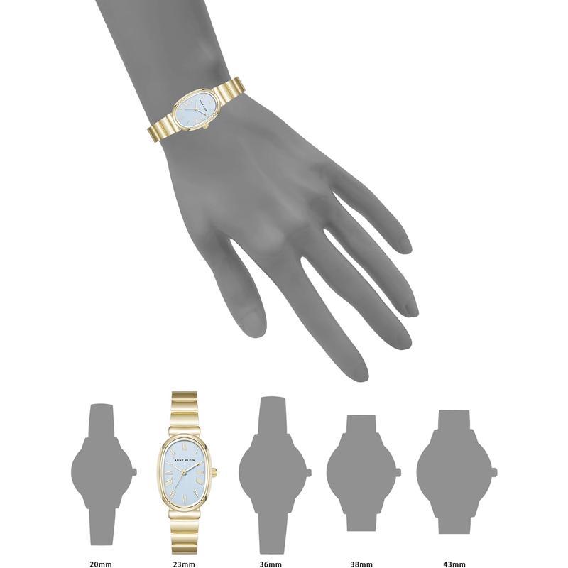 Anne Klein/安妮克莱因女表矿物玻璃镜面日式石英机芯金属表带蓝