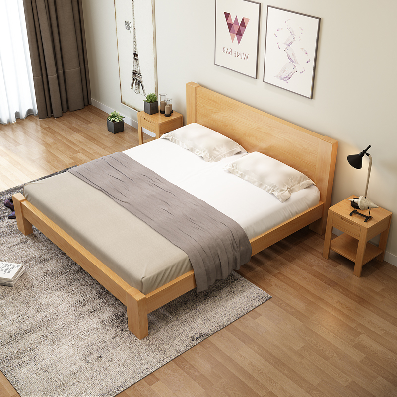 北欧实木床双人床18米床实木15米ciaa现代简约12m单人床主卧家用床