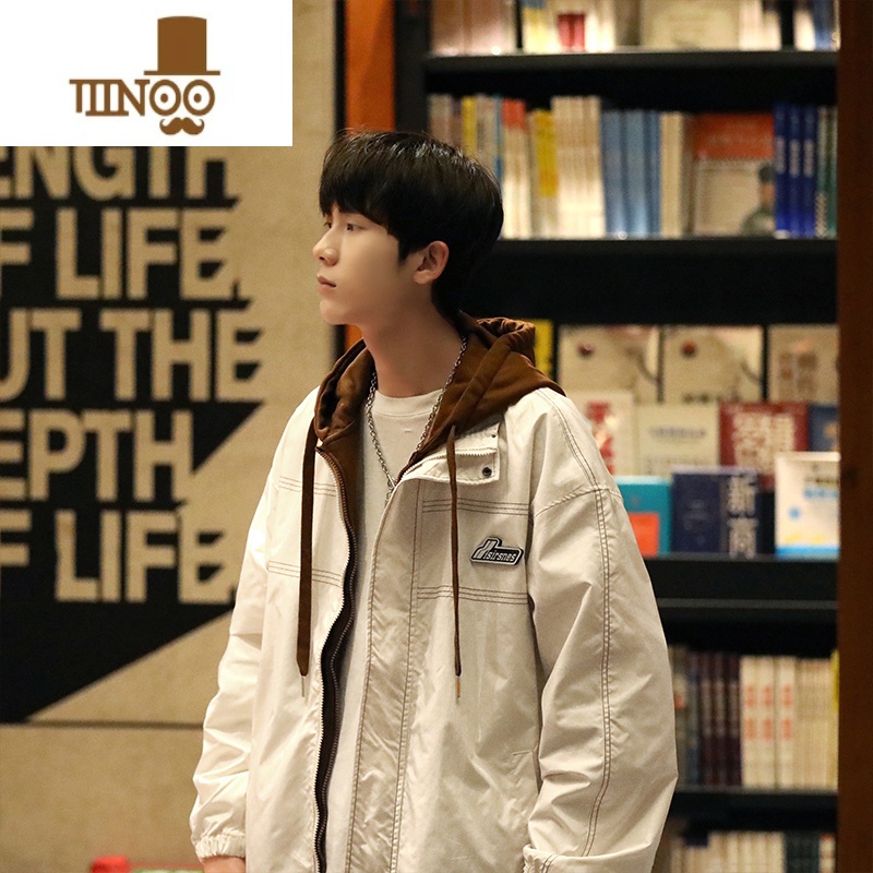 YANXU日系假冲锋衣外套男港风潮牌宽松休闲外穿情侣装秋装工装夹克高清大图