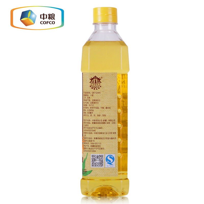 中粮 新疆塔原红花籽油食用油中老年食用油小瓶900ML*15瓶/箱