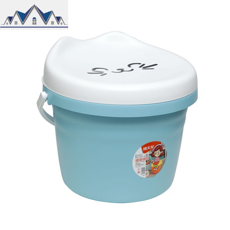 塑料小凳子家用儿童水桶凳储物凳卡通玩具小板凳储物收纳凳_6_240 蓝桶白盖喵喵图案【嘟嘟桶凳大号】330x330x303mm