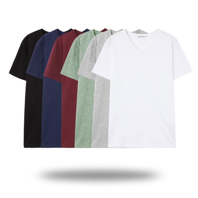 [49任选3件]美特斯邦威短袖T恤男士舒适纯色V领半袖打底衫韩版学生体恤男潮流图片