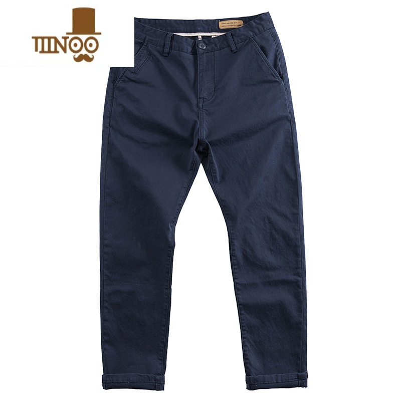 YANXU微弹力高密休闲裤长裤男士修身小直筒秋季厚款合体水洗裤子男裤高清大图