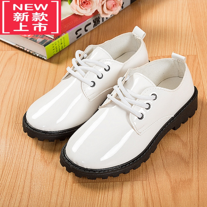 可莉允诗歌朗诵小皮鞋表演演出鞋公主鞋儿童学生鞋黑白色亮皮男女同款鞋运动休闲鞋