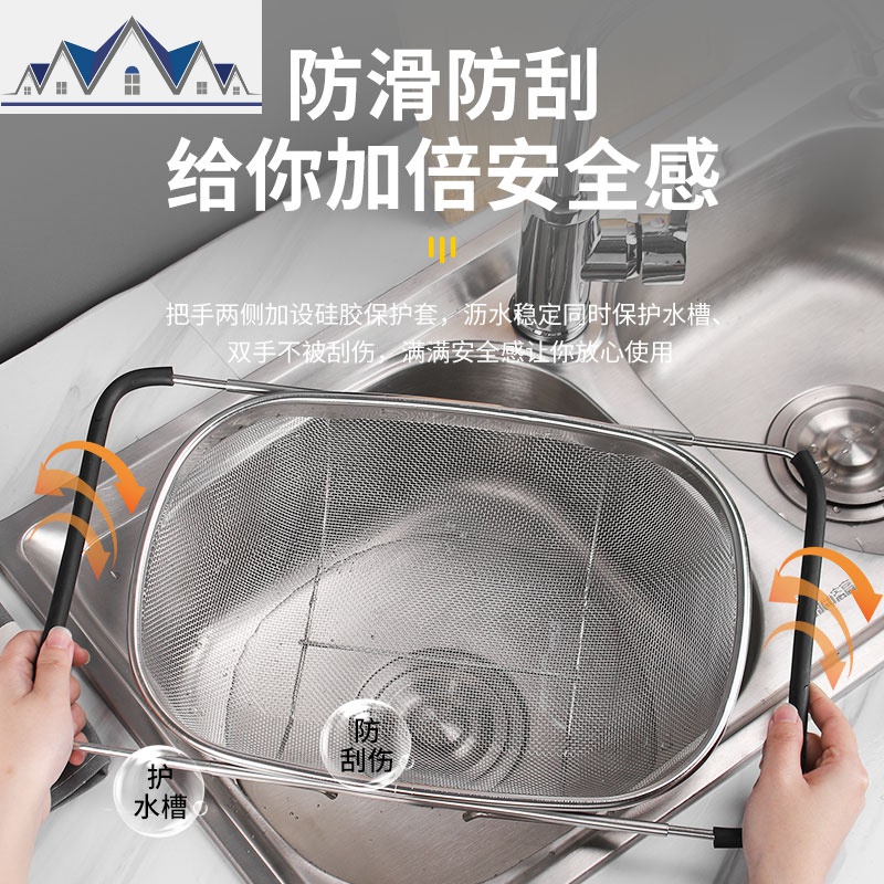 可伸缩家用水沥水架不锈钢沥水篮厨房置物架洗菜池晾放碗筷碟 三维工匠高清大图