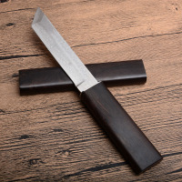 黑旋风武士刀大马士革刀户外小刀高硬度锋利随身大马士革钢刀氚气短刀具防身军工刀退役直刀 一体龙骨户外野营小直刀