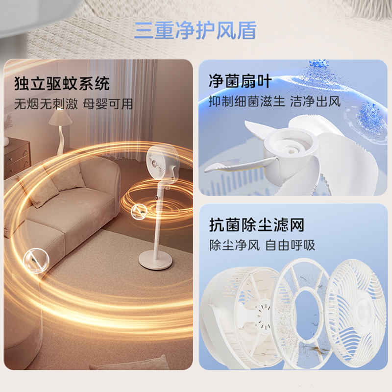 美的空气循环扇家用电风扇轻音落地遥控超大风力新款卧室风扇GDJ24DXS高清大图