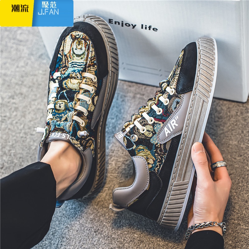 聚范帆布男鞋款2024新款潮流百搭休闲板鞋一脚蹬布鞋工作潮鞋高清大图