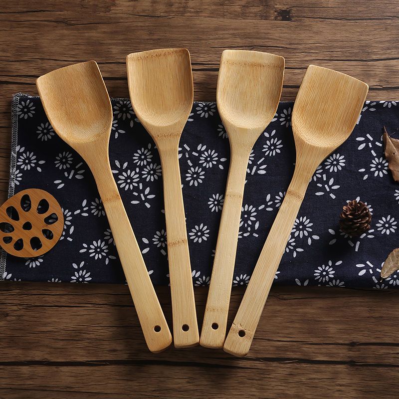 竹锅铲不粘锅铲家用煎铲平底锅专用炒菜铲饭勺竹筷子35中华铲弯