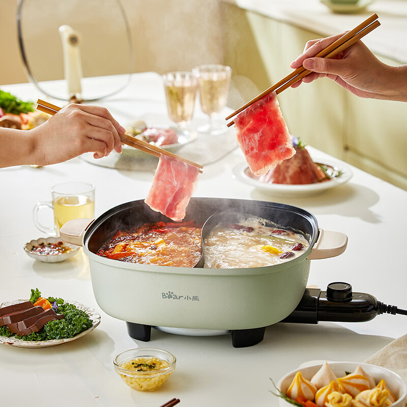 小熊(bear) DHG-D60A9 电火锅 多功能鸳鸯电火锅炒锅煎烤肉锅机高清大图