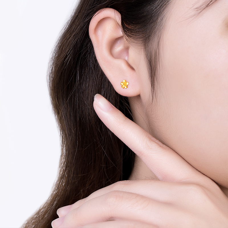 梦金园黄金耳钉时尚足金999耳饰女士黄金耳钉耳环一对计价黄金首饰