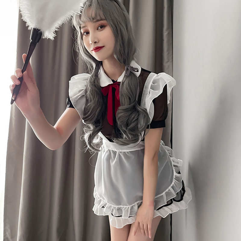 诗魅莎情趣内衣女仆套装制服诱惑女式情趣睡衣超短裙绑带围裙骚蕾丝网纱透视连体衣角色扮演cos性感学生激情女佣套装成人用品高清大图