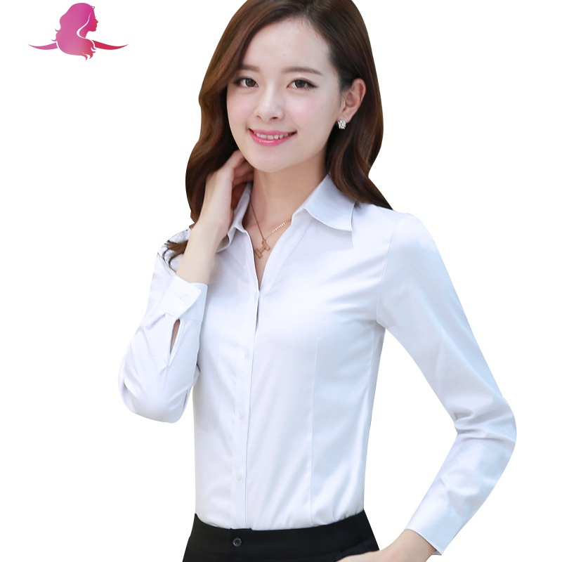 艳如飞秋衬衫女长袖职业棉斜纹工作服正装工装大码衬衣女装修身ol大码女装