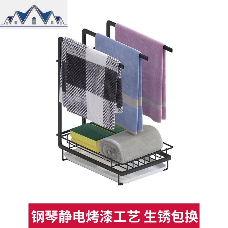 厨房用品抹布架免打孔置物架立式海绵沥水架洗碗布收纳架水 三维工匠高清大图