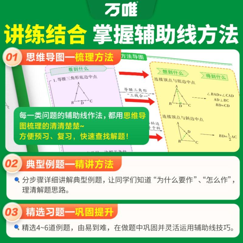 2025版万唯中考数学几何辅助线与中考新考法 初中数学专项训练初二初三中考教辅导书资料七八九年级几何解题方法