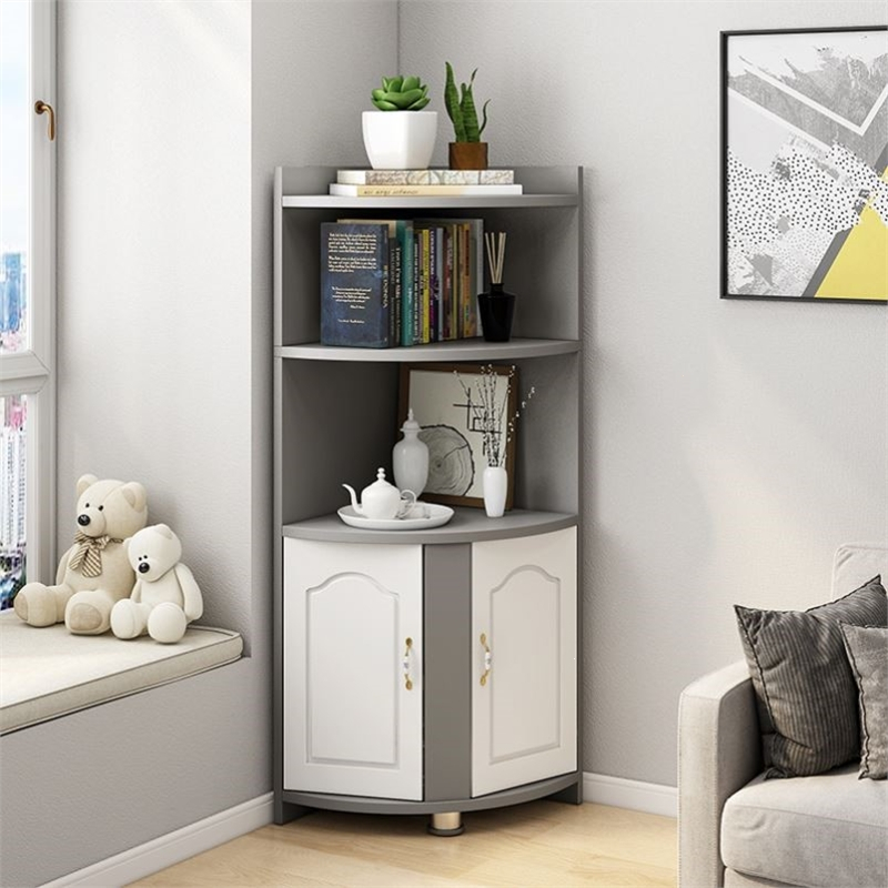角柜简约现代客厅三角置物架闪电客北欧风拐角边角储物墙角多功能柜子