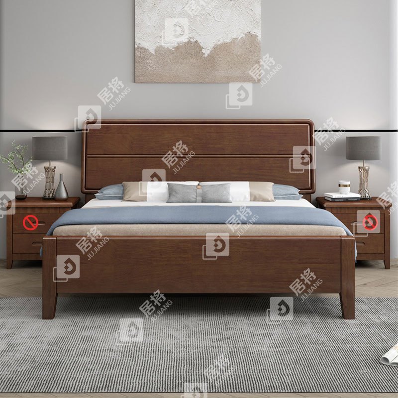 居将 JJ4022909 实木床1.8米床 胡桃色