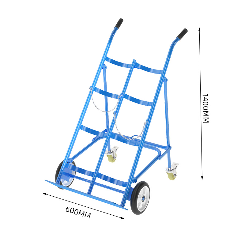 臻远ZY-C08多功能氧气瓶手推车气瓶带支架车 8寸双瓶推车高清大图