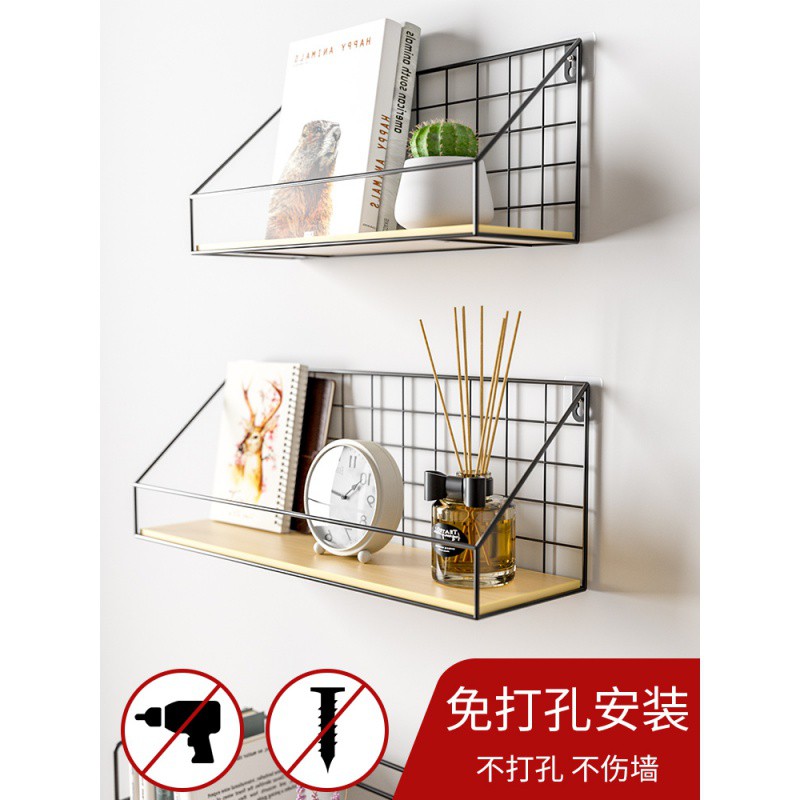 墙上置物架免打孔厨房床头卧室北欧宿舍铁艺卫生间挂篮收纳架收纳层架 三维工匠高清大图