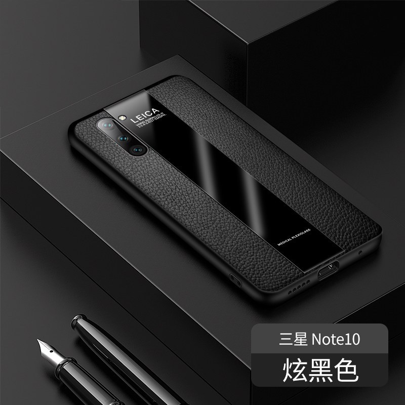 【送钢化膜】高铭宣三星note10手机壳三星note10+保时捷商务指环支架男士星超薄防摔全包保 note10【炫黑色】