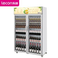 乐创(lecon)饮料柜展示柜冷藏柜立式冰柜商用冰箱饮品啤酒蔬菜水果保鲜冷柜鲜花柜陈列柜双门上机魅力橙风冷800L