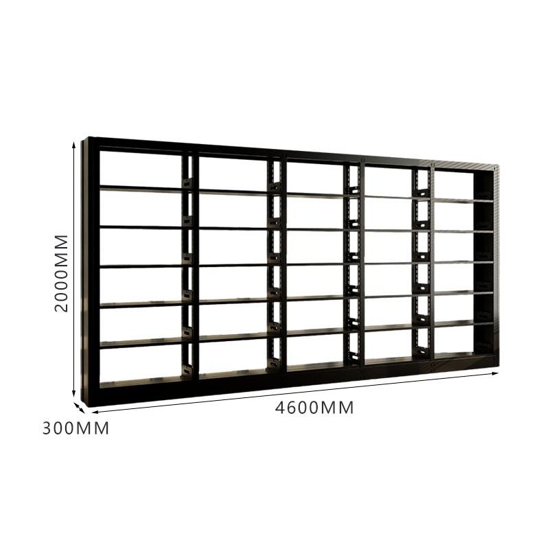 臻远ZY4072610 钢制书架资料架 单面6层一列五组黑色 4600*300*2000mm高清大图