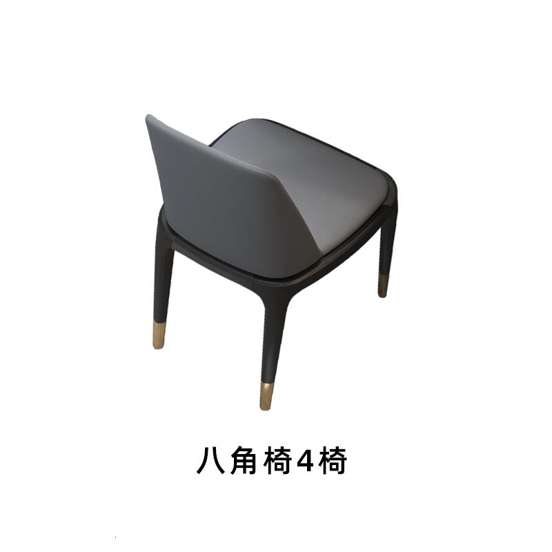 意式轻奢大理石圆形北欧餐桌一桌6椅带转盘现代简约餐桌椅组合_14_914_53 【C款八角椅】4椅子 默认尺寸