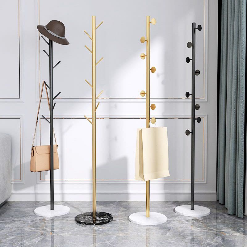 家用衣帽架落地大理石挂衣服架子简约晾衣架房间收纳架挂包架定制 衣帽架B款黑色中图片