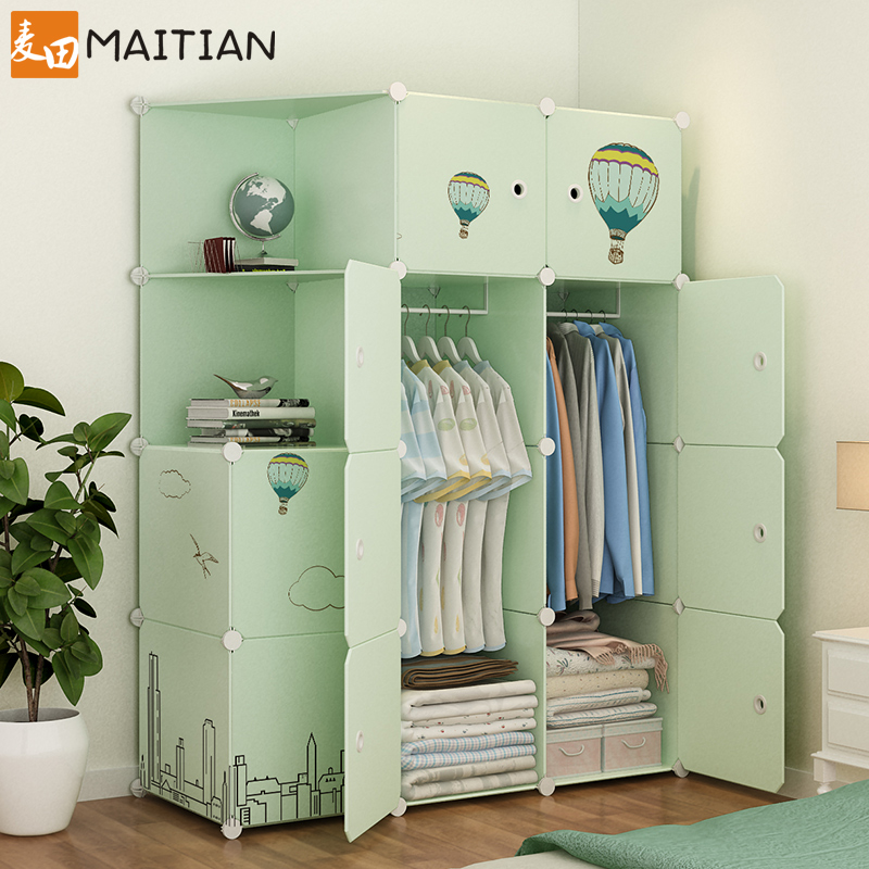 美帮汇简易衣柜挂衣柜简约现代组装儿童储物收纳柜子出租房用单人布衣橱高清大图