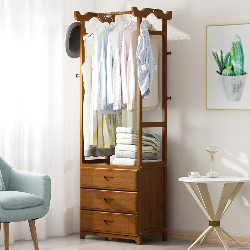 衣帽架简易实木挂衣架子简约现代卧室落地衣架子收纳家用置物衣柜定制