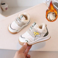 宝宝学步鞋年冬季加绒婴儿鞋宝宝鞋波浪幼儿园棉小童棉鞋童鞋 18码鞋内长12.5CM 卡其色