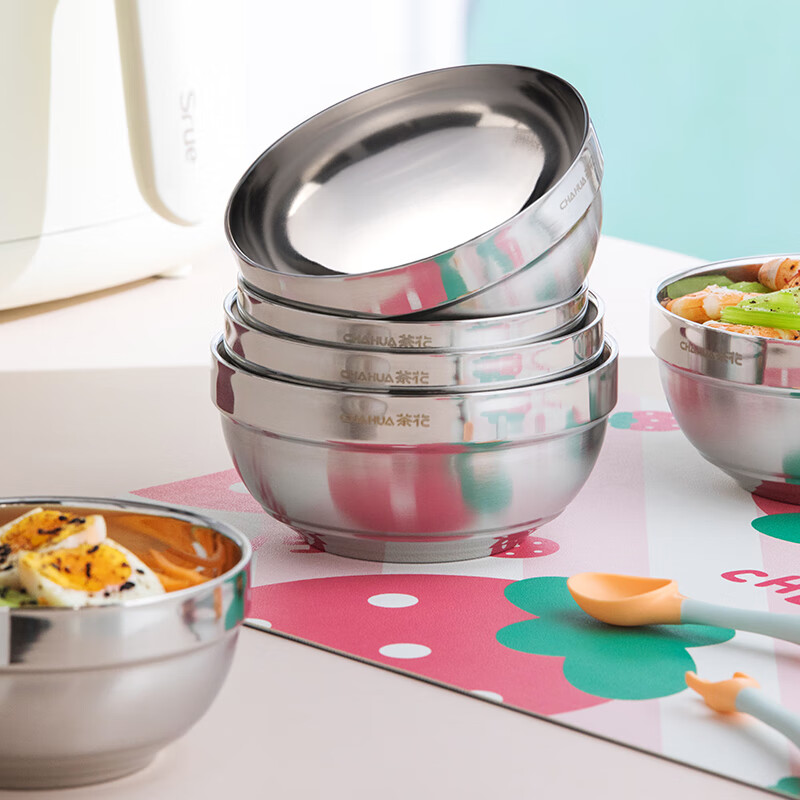 茶花食品级甄享奥氏体型304不锈钢碗 036302 Ø12.8*6.8cm高清大图