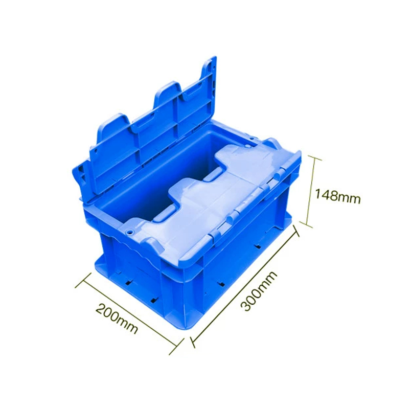 翌嘉 YJ4121729可堆式物流箱塑料周转箱塑料储物箱 翻盖蓝色 300*200*148高清大图