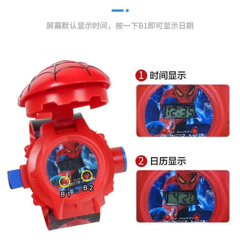 儿童手表早教投影仪手电筒图案发光投影灯小孩宝宝睡前奥特曼玩具 奥特曼翻盖手表可看时间投影