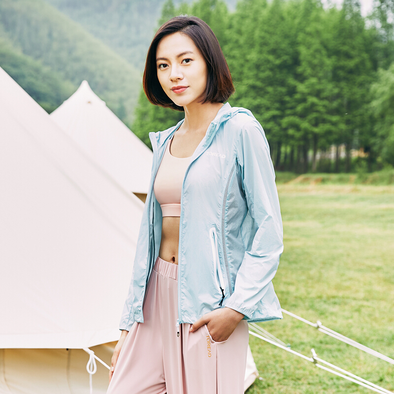 TOREAD探路者户外防晒女 防紫外线春夏款户外风衣外套女式亲肤轻薄透气凉爽冰感休闲徒步皮肤衣女