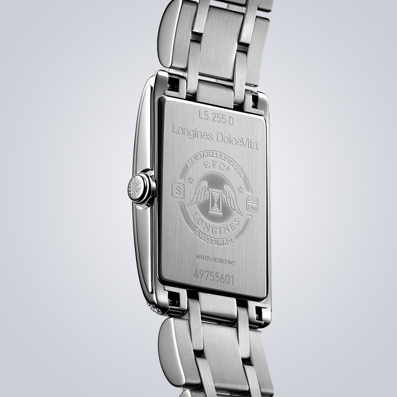 浪琴女表黛绰维纳系列 送女友淑女风镶钻小方表 钢带石英表女表l