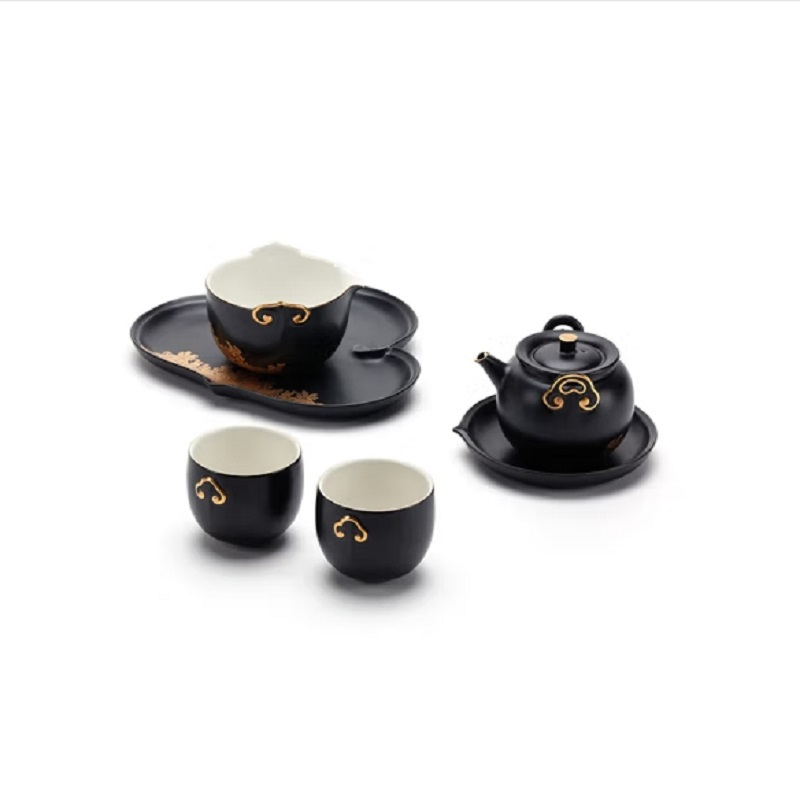 万仟堂 如意双喜·随手礼整套茶具陶瓷功夫茶具套装 哑黑光釉