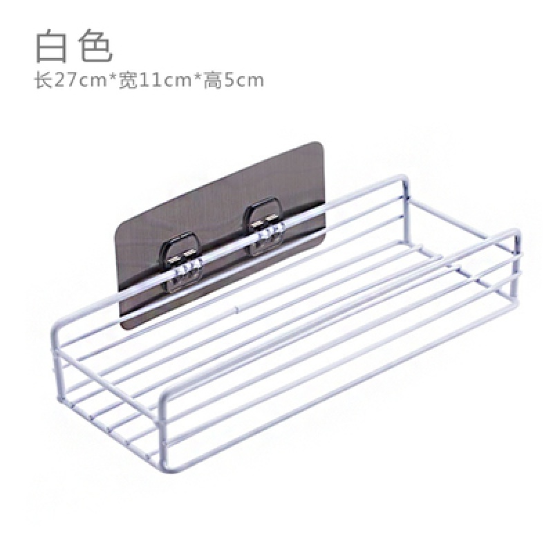 铁艺浴室置物架沐浴露架子 卫生间厕所免打孔洗漱挂篮壁挂收纳架 白色