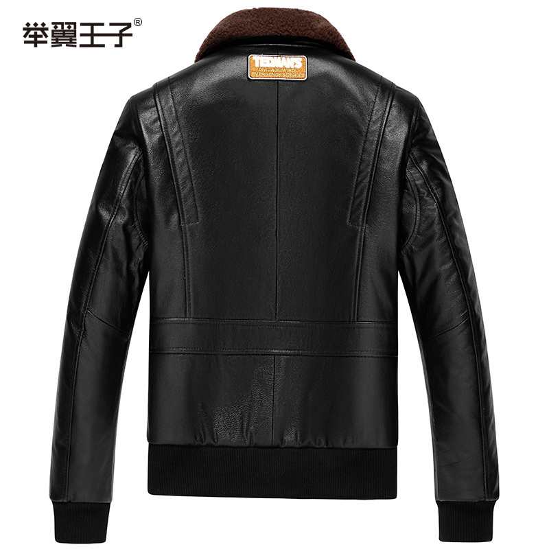 举翼王子2021新款皮衣男装皮夹克特价头层牛皮男款翻领军旅工装海宁皮衣真皮冬装外套