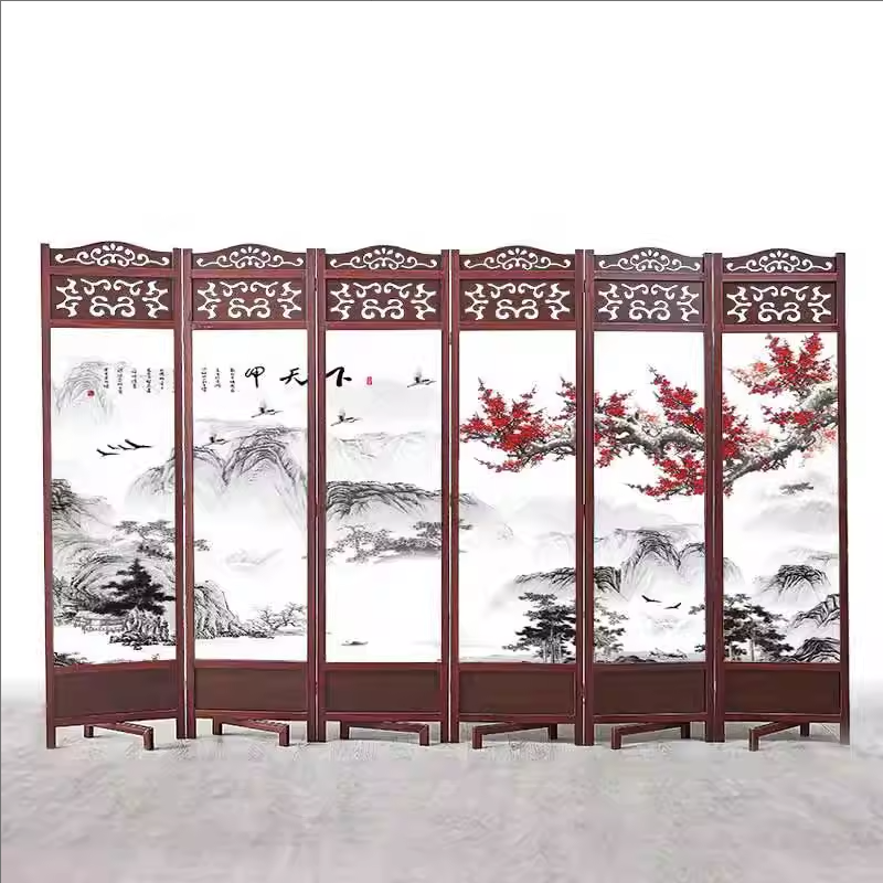 BONJEAN现代简约实木屏风隔断卧室客厅酒店办公室折叠移动中式折屏玄关高清大图