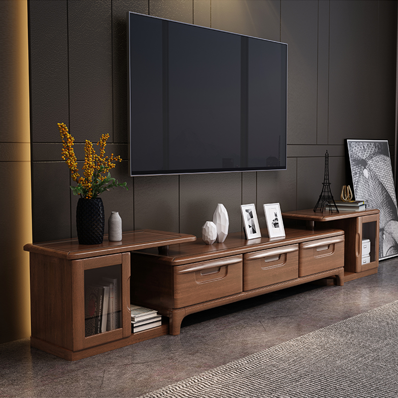 梵宜金丝胡桃木电视柜911#实木组合伸缩电视柜现代中式电视柜地柜