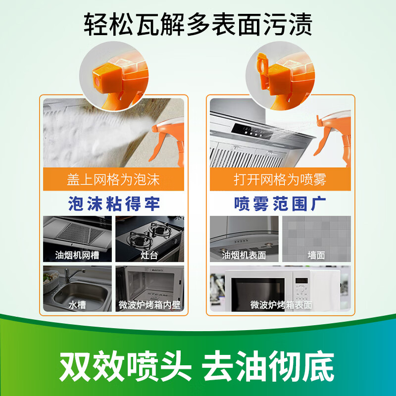 净安油污清洁剂厨房油烟机清洗剂去重油污强力清洗油渍神器500g*2高清大图