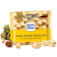 瑞特斯波德RitterSport全榛子白巧克力100g/块德国进口 巧克力办公休闲零食婚庆喜糖送女友节日礼物